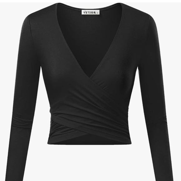 Vetior Black Wrap Top - Picture 1 of 5